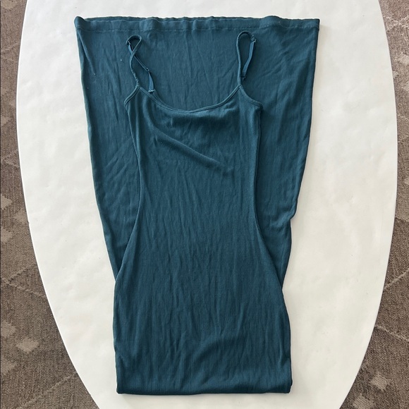 Skims Ribbed Soft Lounge Long Slip Dress Maxi in Teal Blue XS (Rare) - Picture 3 of 6